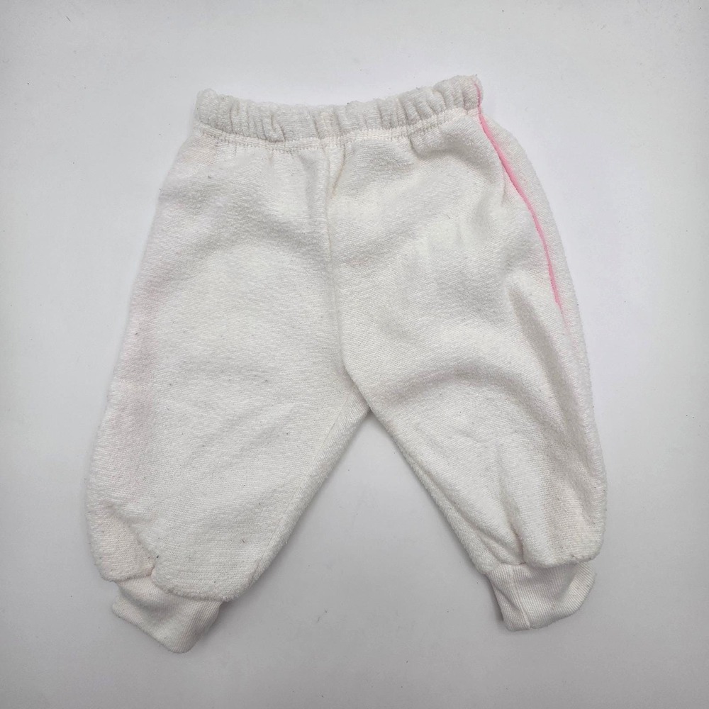 Vintage Vitamins Baby Joggers White Pink Stripe Sweatpants Size‎ 12 Months Retro